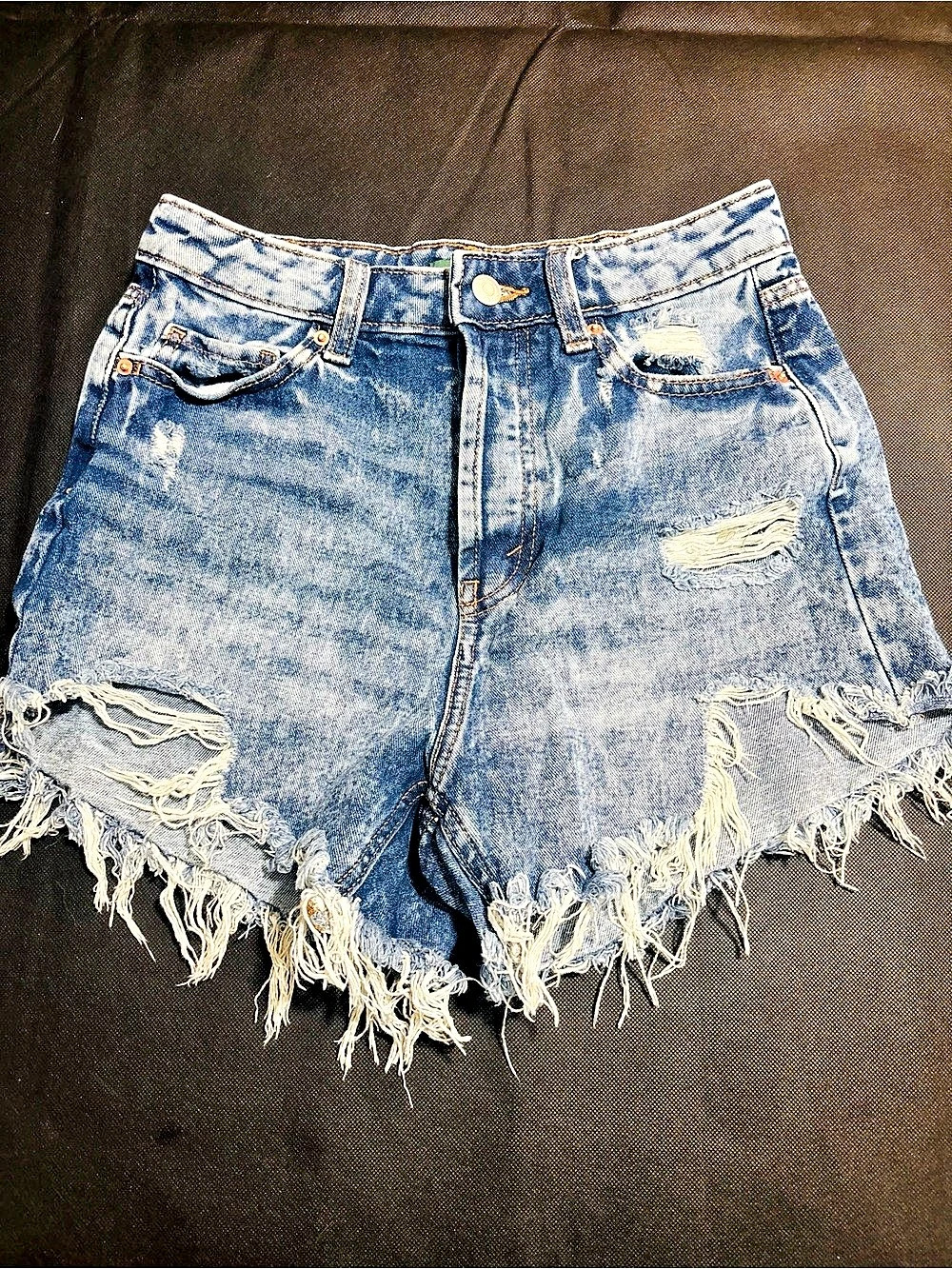 Wild Fable Highest Rise Short Shorts Acid Wash Denim Size 0 Frayed Hem